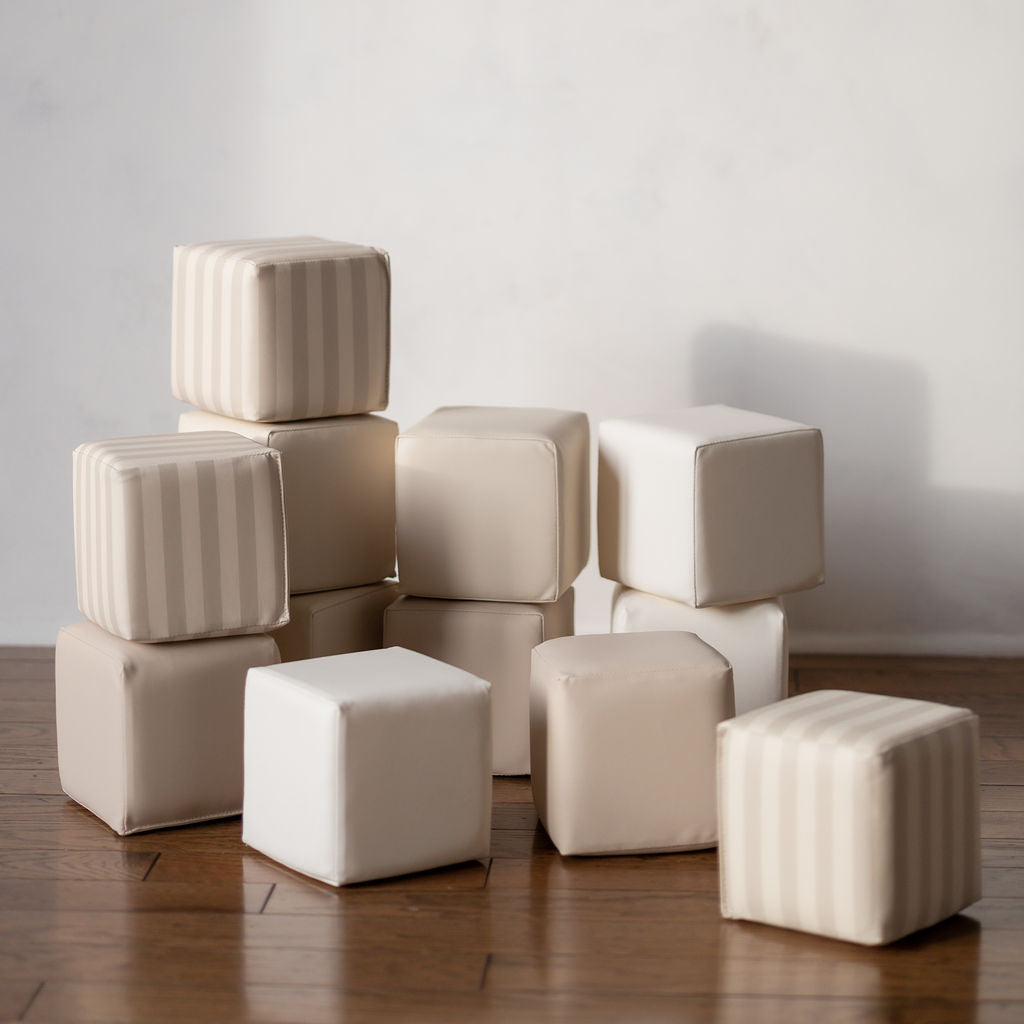 Neutral soft play stacking blocks for open-ended fun