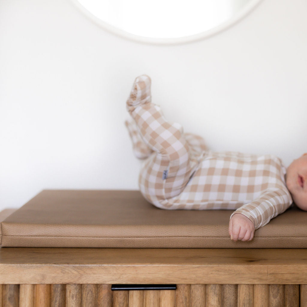 Padded Leather Change Mat 'Fawn'