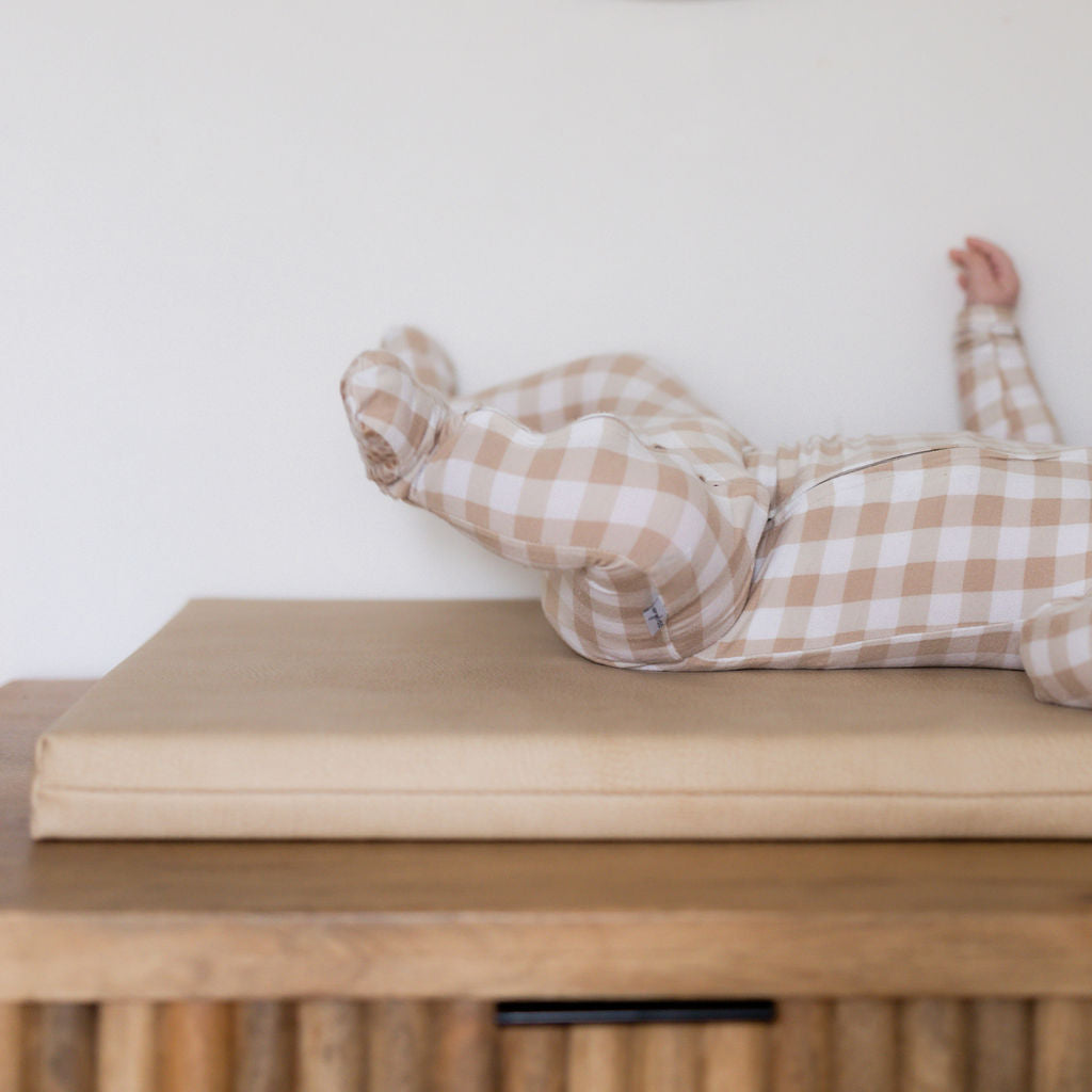 Padded Leather Change Mat 'Latte'