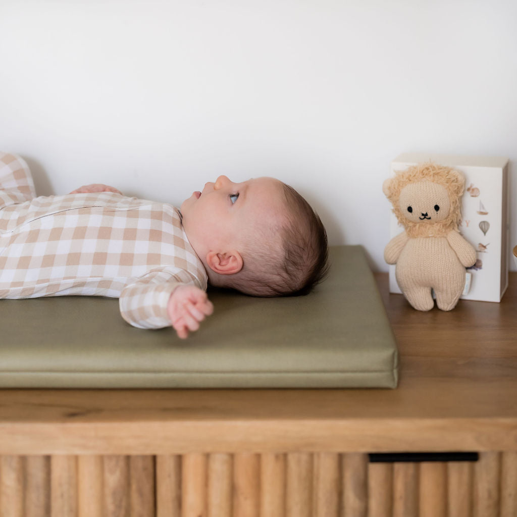 Padded Leather Change Mat 'Olive'