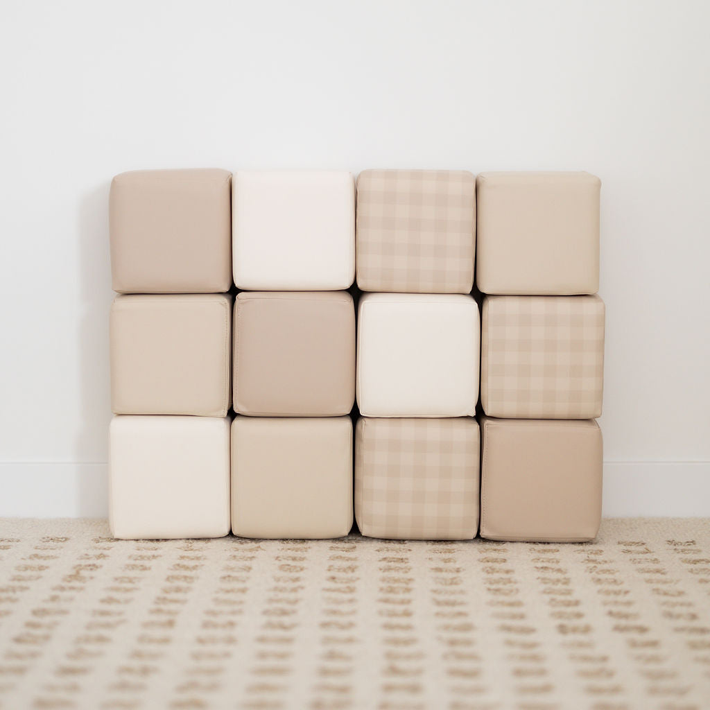 Rylie pea & co. Soft play blocks 'linen gingham' for open-ended play