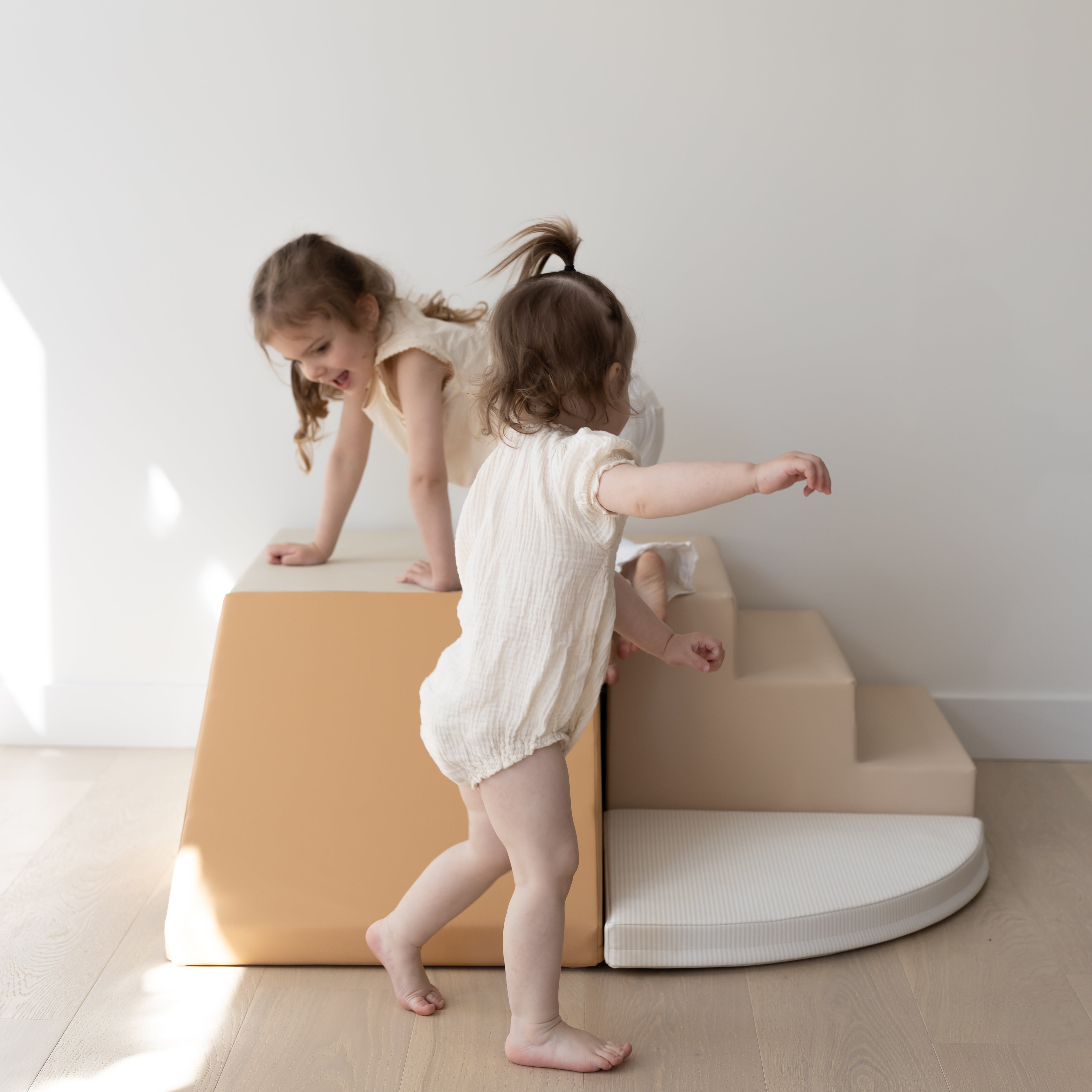 Foam play set birch stripe designed to blend seamlessly into living spaces