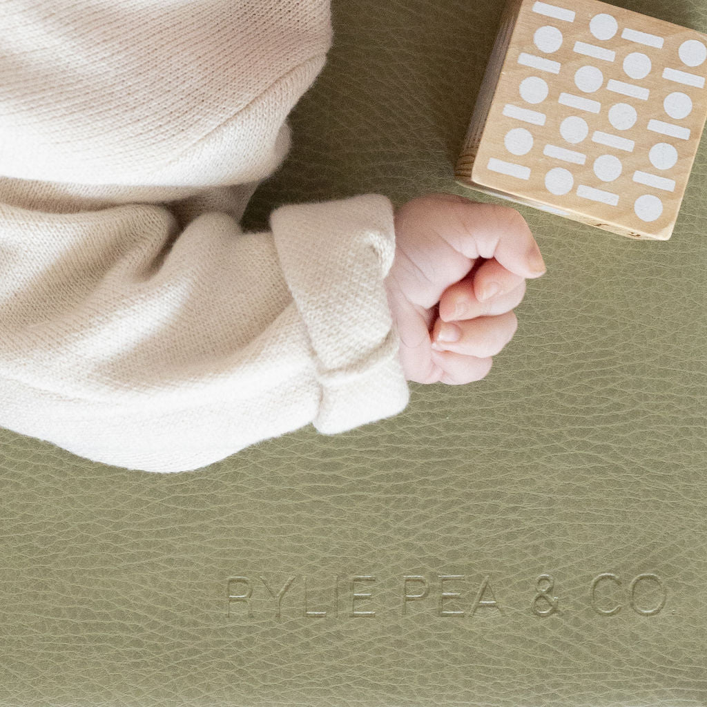 Padded Leather Change Mat 'Olive'