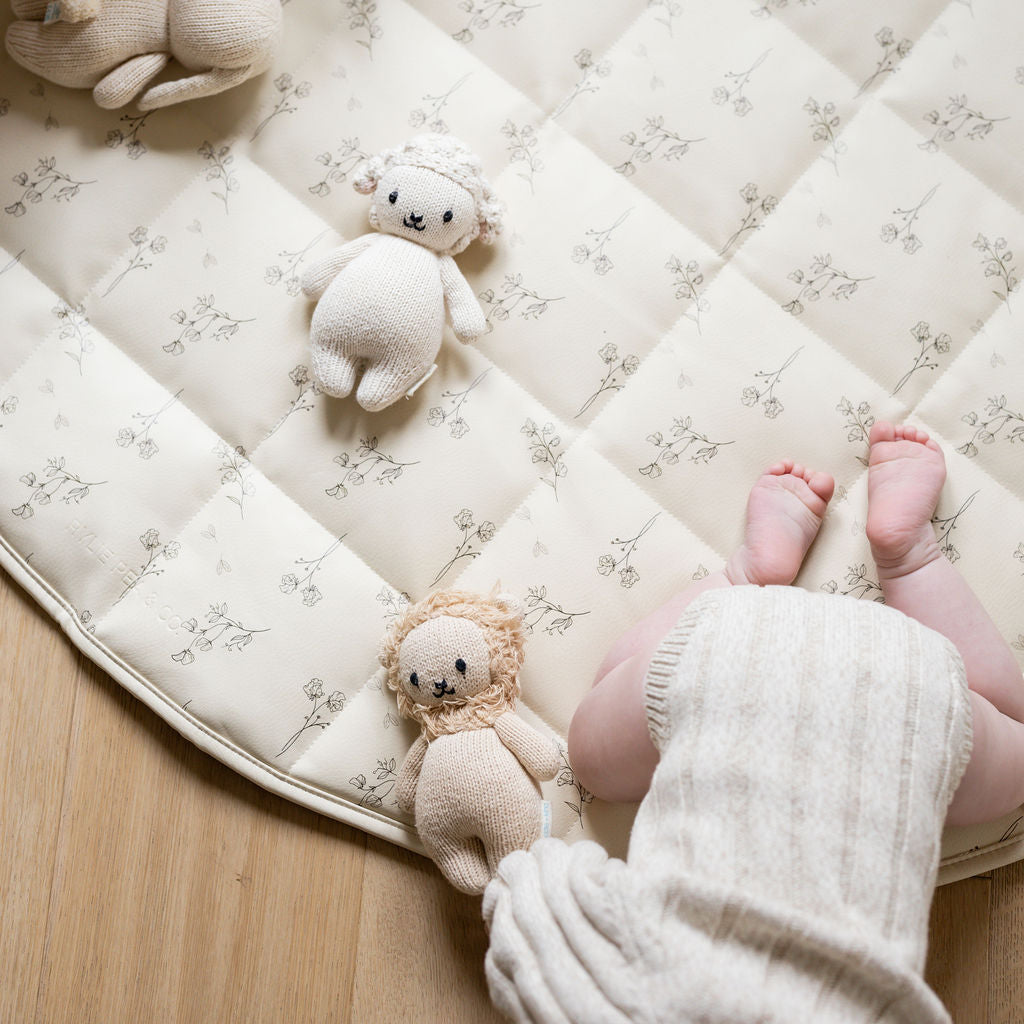 Quilted Leather Play Mat 'Sweet-Pea Vintage Floral'