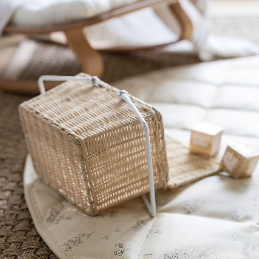 Quilted Leather Play Mat 'Sweet-Pea Vintage Floral'