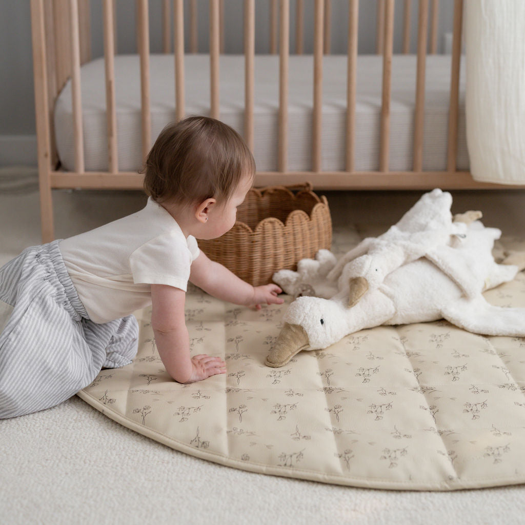 Quilted Leather Play Mat 'Sweet-Pea Vintage Floral'