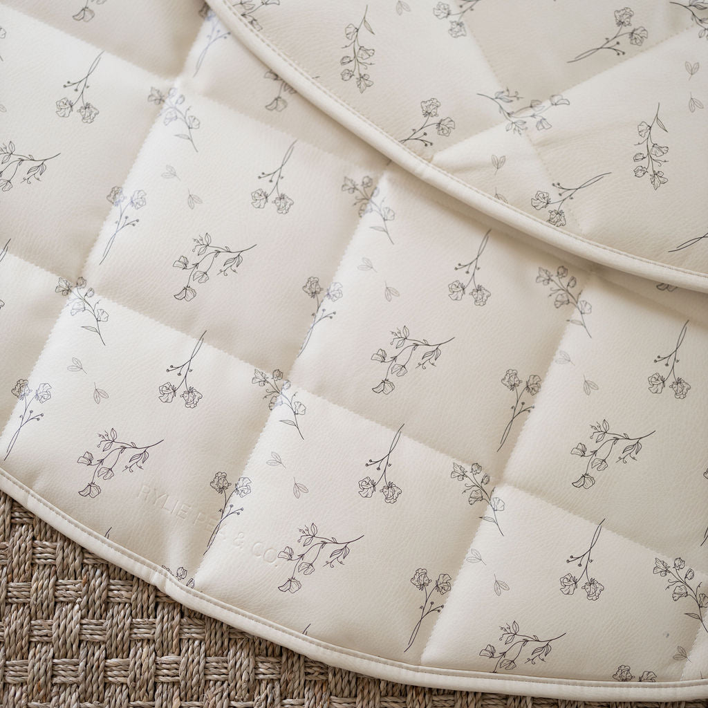 Quilted Leather Play Mat 'Sweet-Pea Vintage Floral'