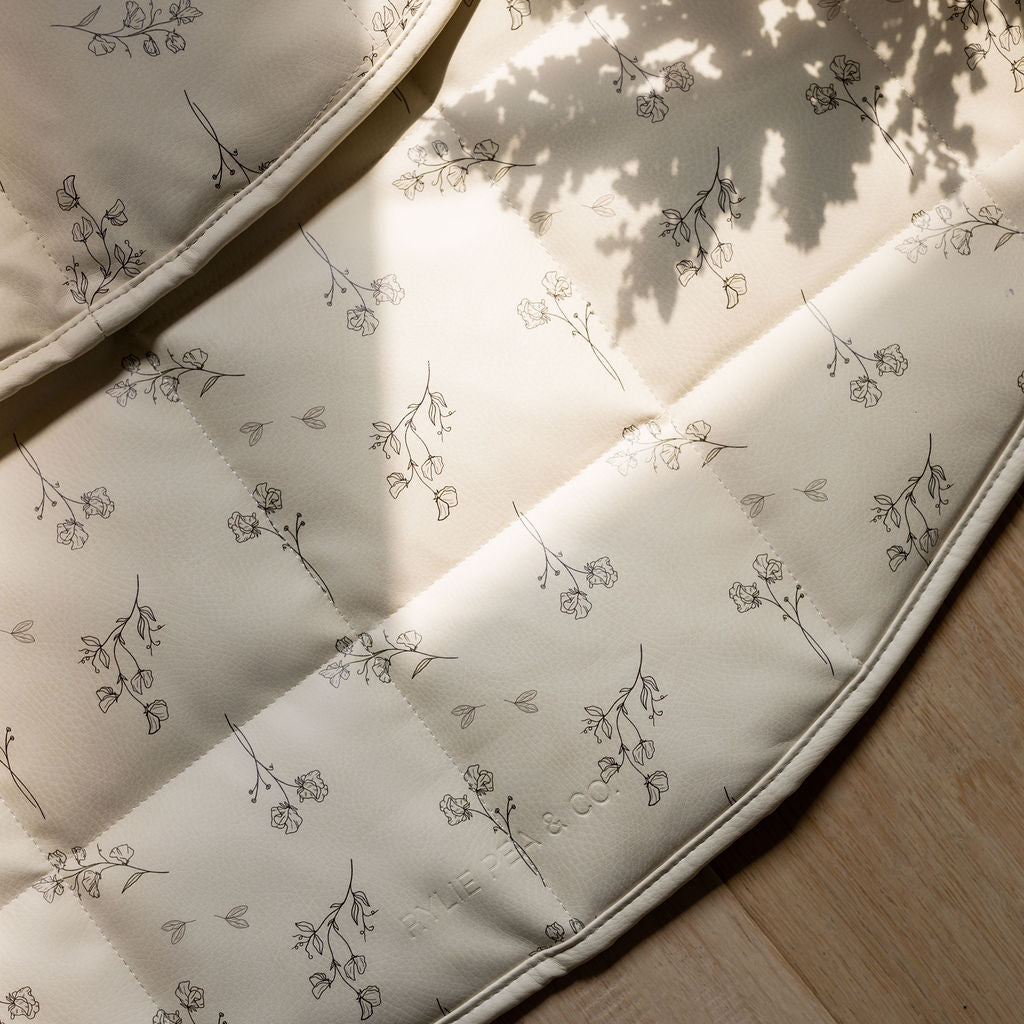 Quilted Leather Play Mat 'Sweet-Pea Vintage Floral'