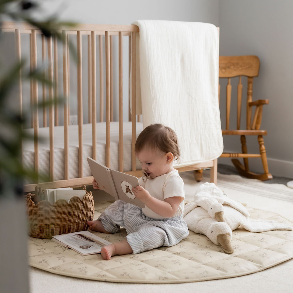 Quilted Leather Play Mat 'Sweet-Pea Vintage Floral'