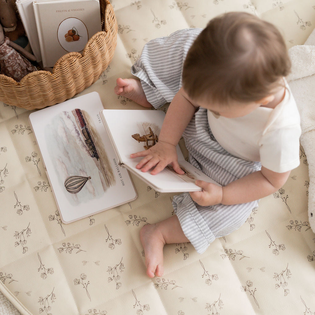 Quilted Leather Play Mat 'Sweet-Pea Vintage Floral'