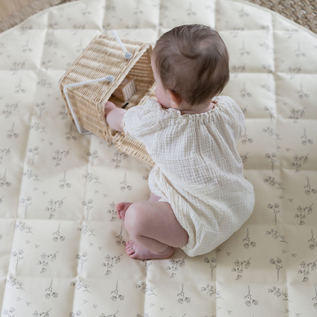 Quilted Leather Play Mat 'Sweet-Pea Vintage Floral'