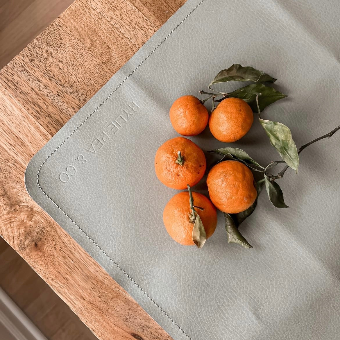 Rylie Pea & Co. leather changing mat 'sage'